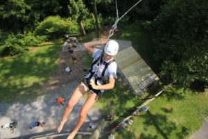 A child on a giant swing at Refreshing Mountain