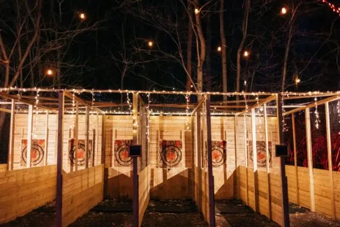 Indoor Climbing Wall, Axe Throwing + Christmas Lights Walking Path
