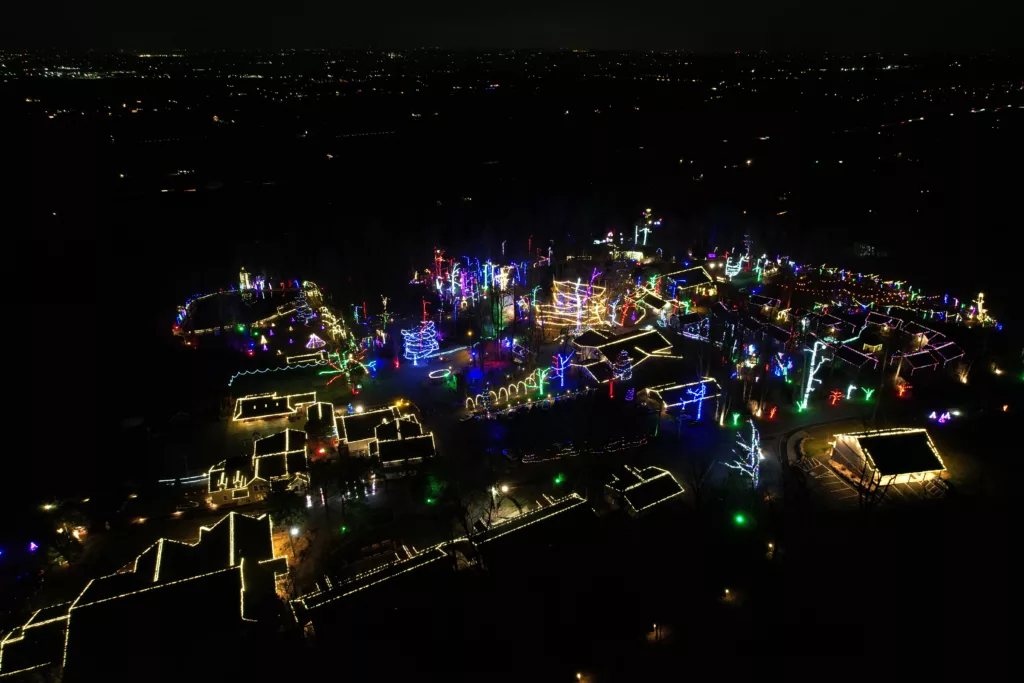 Aerial View Of Christmas Lights In Lancaster, Pa